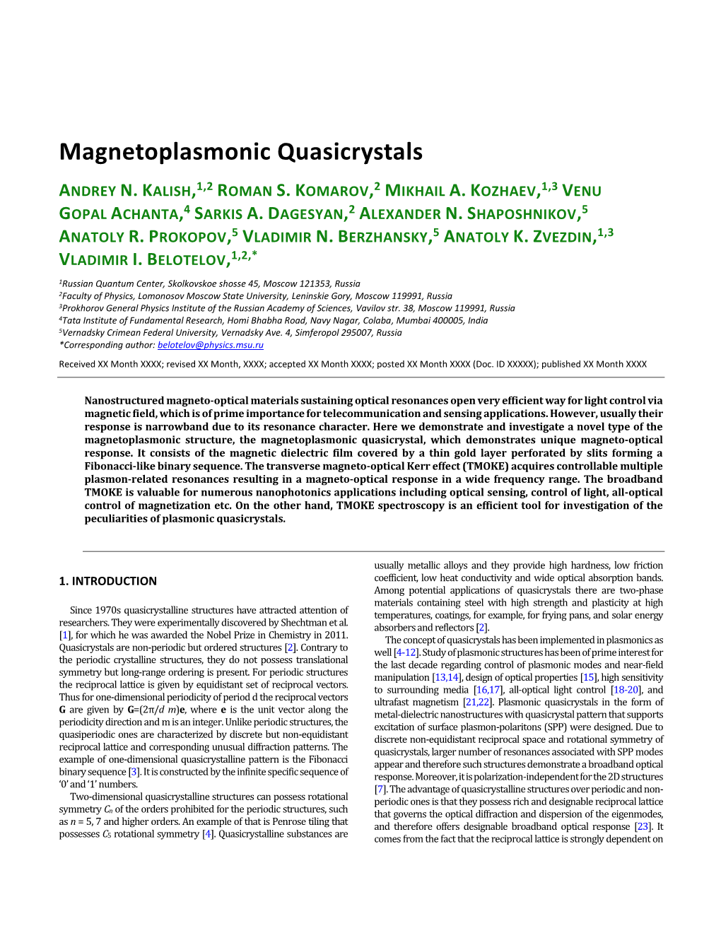 Magnetoplasmonic Quasicrystals