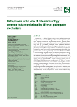 Osteoporosis in the View of Osteoimmunology: Common Feature Underlined by Different Pathogenic Mechanisms