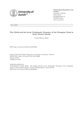 The Global and the Local: Problematic Dynamics of the Triangular Trade in Early Modern Manila
