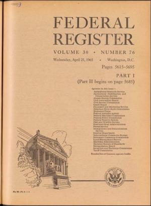 Federal Register Volume 3 0 • Number 76