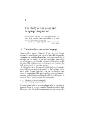 The Study of Language and Language Acquisition