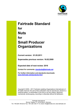 Fairtrade Standard Nuts Small Producer Organizations
