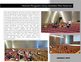 Honors Program Gray Matters Film Festival