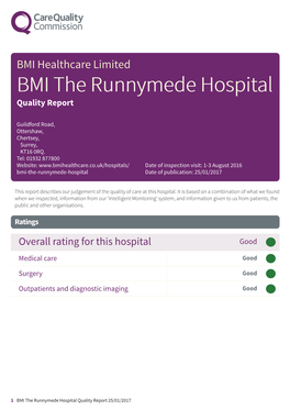 BMI the Runnymede Hospital Newapproachcomprehensive Report