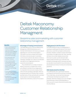 Deltek Maconomy Customer Relationship Managment Streamline Sales and Marketing with Customer Relationship Management