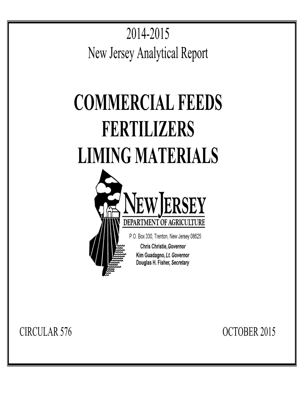 New Jersey Commercial Feeds, Fertilizers, Liming Materials Report