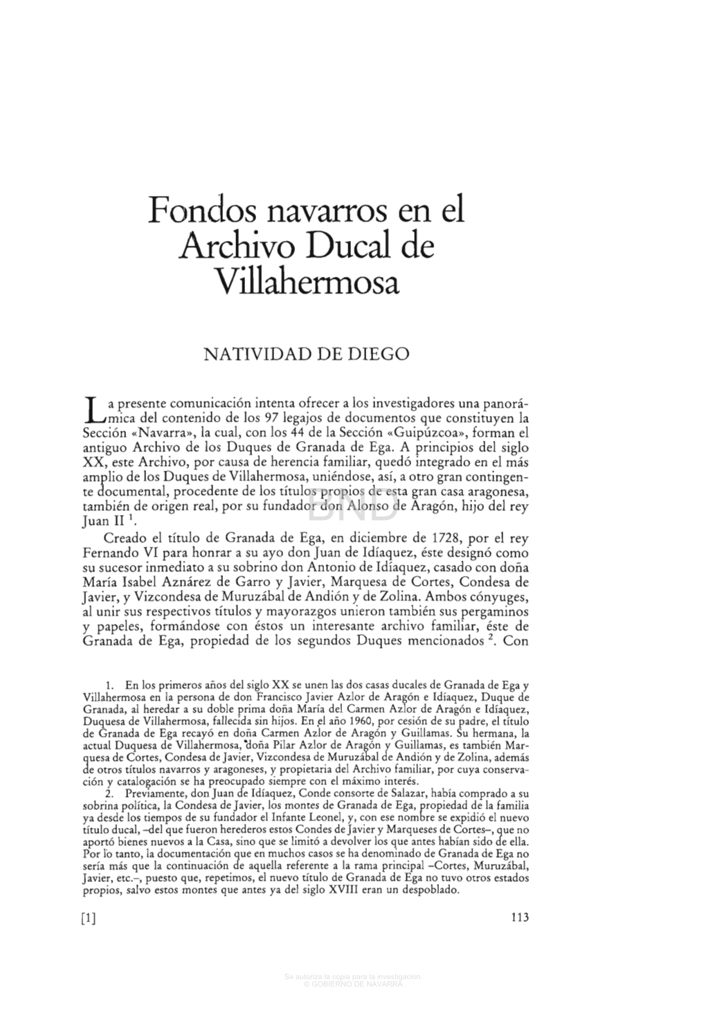 Fondos Navarros En El Archivo Ducal De Villahermosa