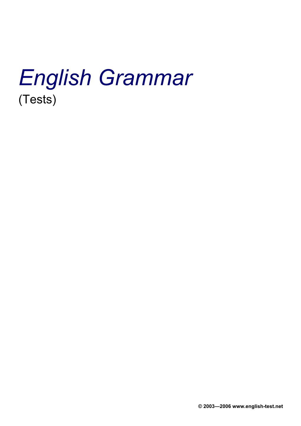 English Grammar Test Package