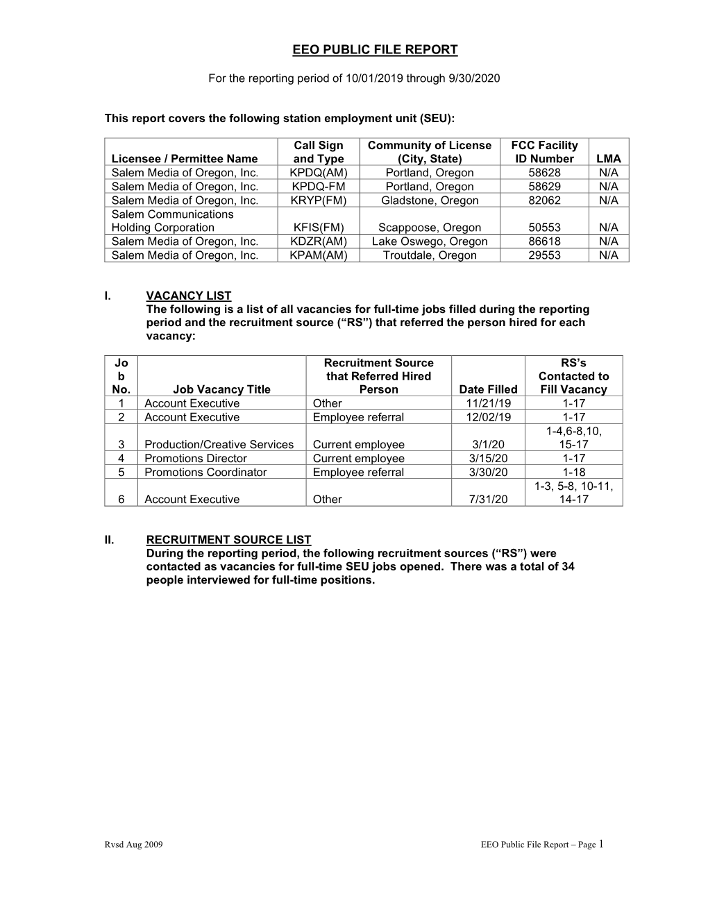 Eeo Public File Report