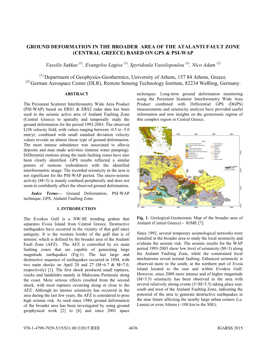 Ground Deformation in the Broader Area of The