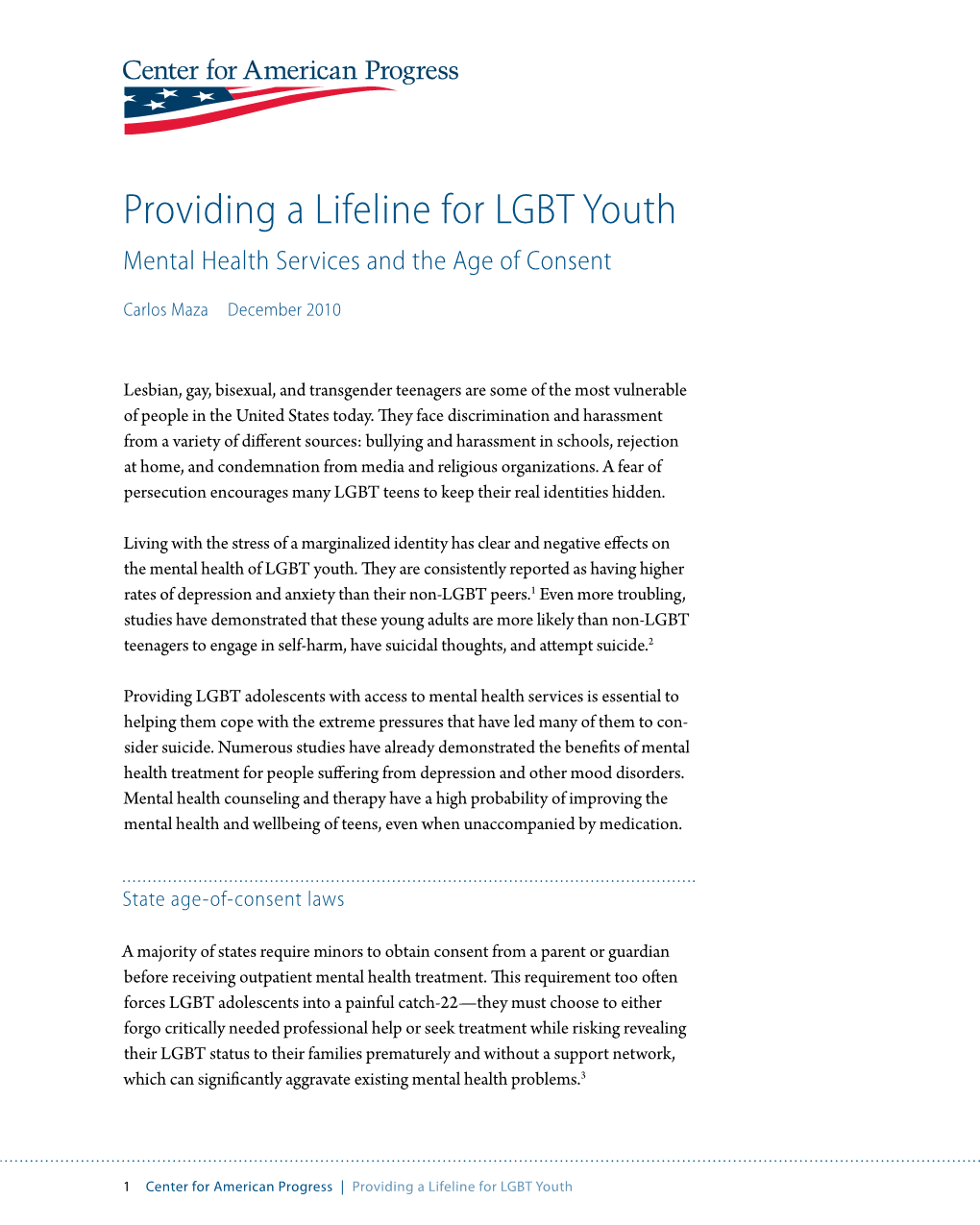 Providing a Lifeline for LGBT Youth Mental Health Services and the Age of Consent