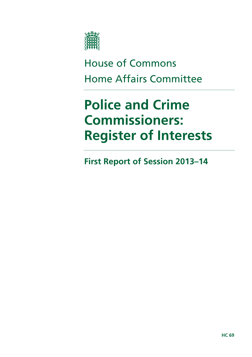 Police and Crime Commissioners: Register of Interests