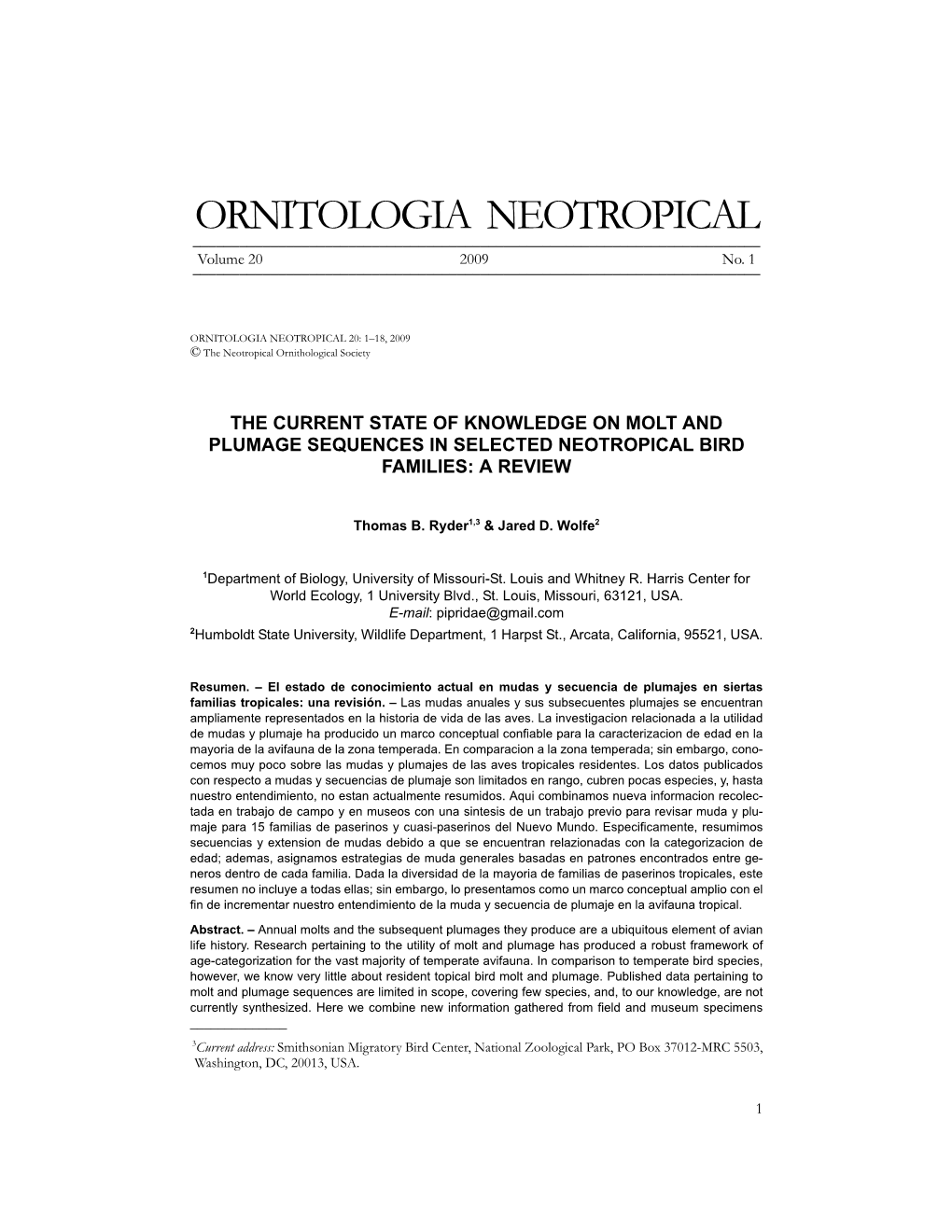 The Current State of Knowledge on Molt and Plumage Sequences in Selected Neotropical Bird Families: a Review