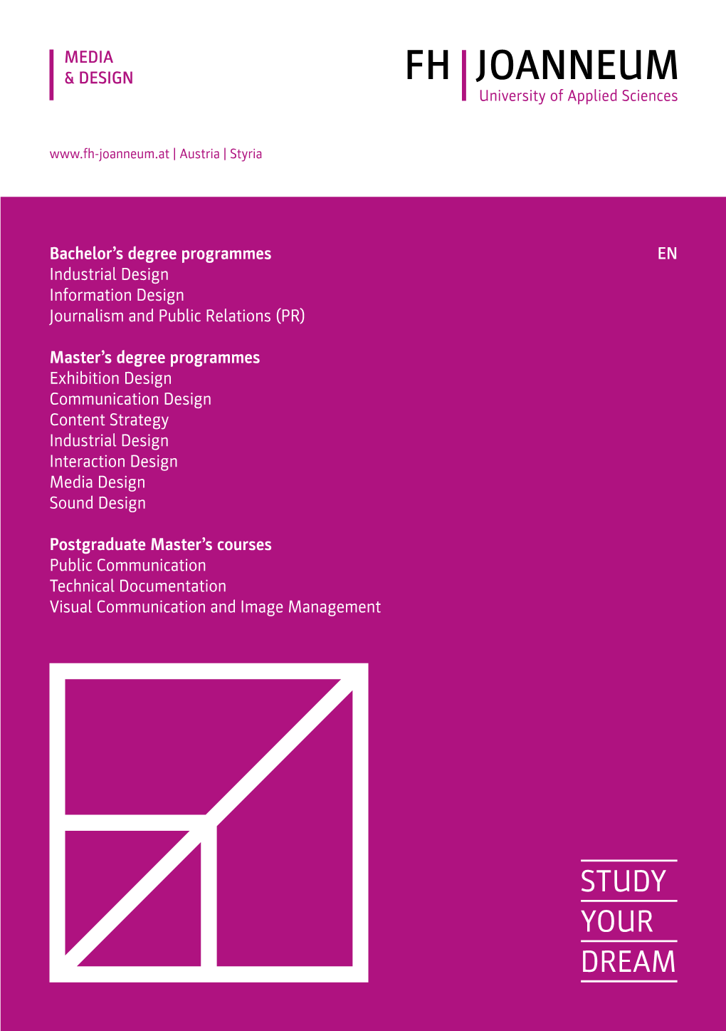 Programmes EN Industrial Design Information Design Journalism and Public Relations (PR)