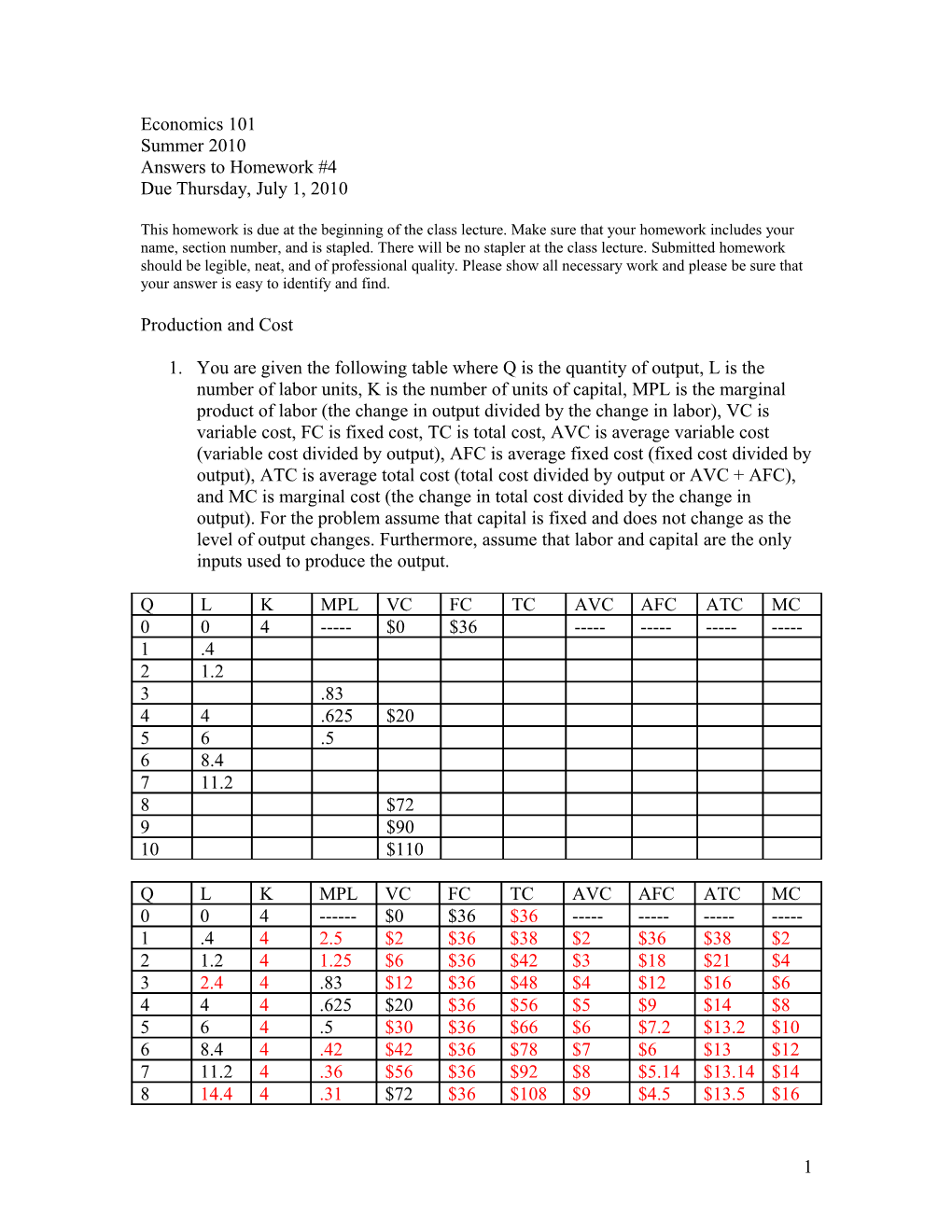 Answers to Homework #4 s1