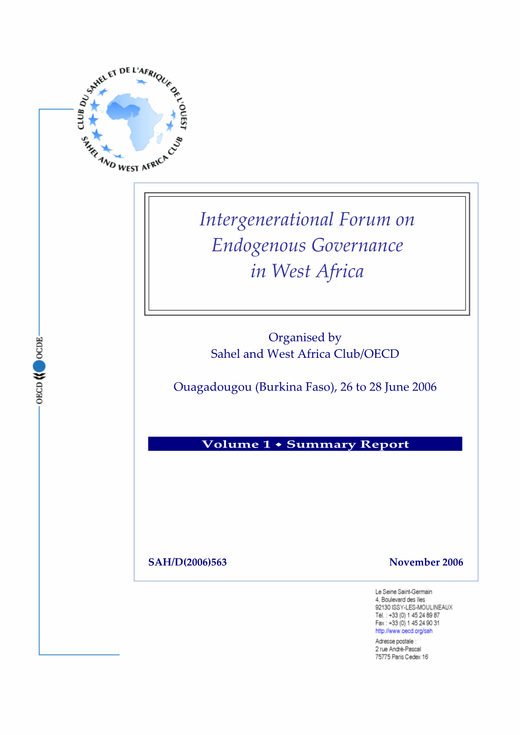 Intergenerational Forum on Endogenous Governance in West Africa