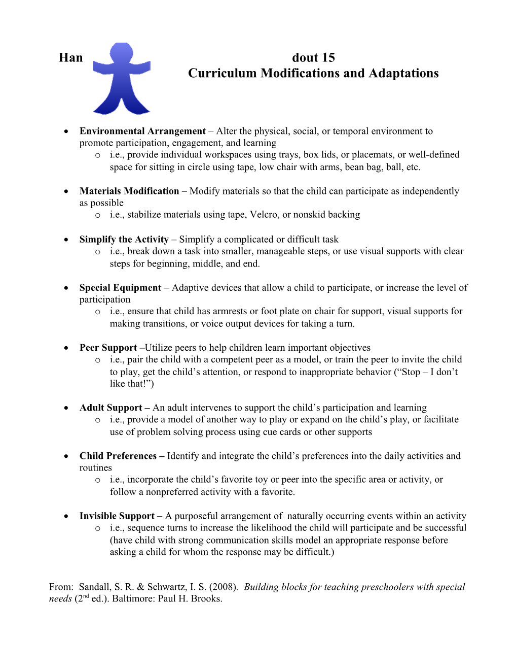 Curriculum Modifications and Adaptations