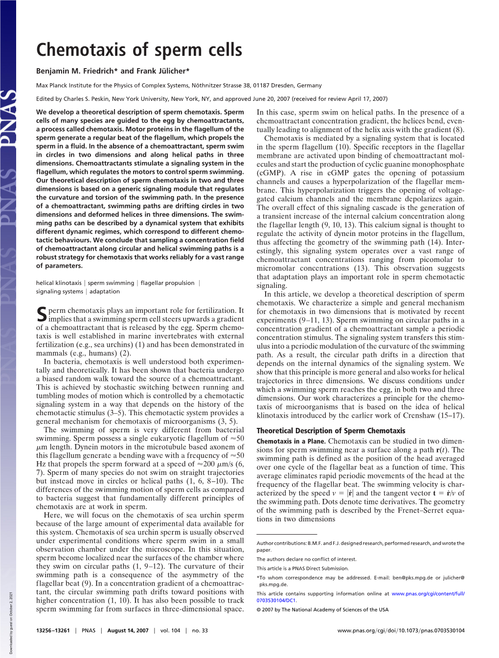 Chemotaxis of Sperm Cells