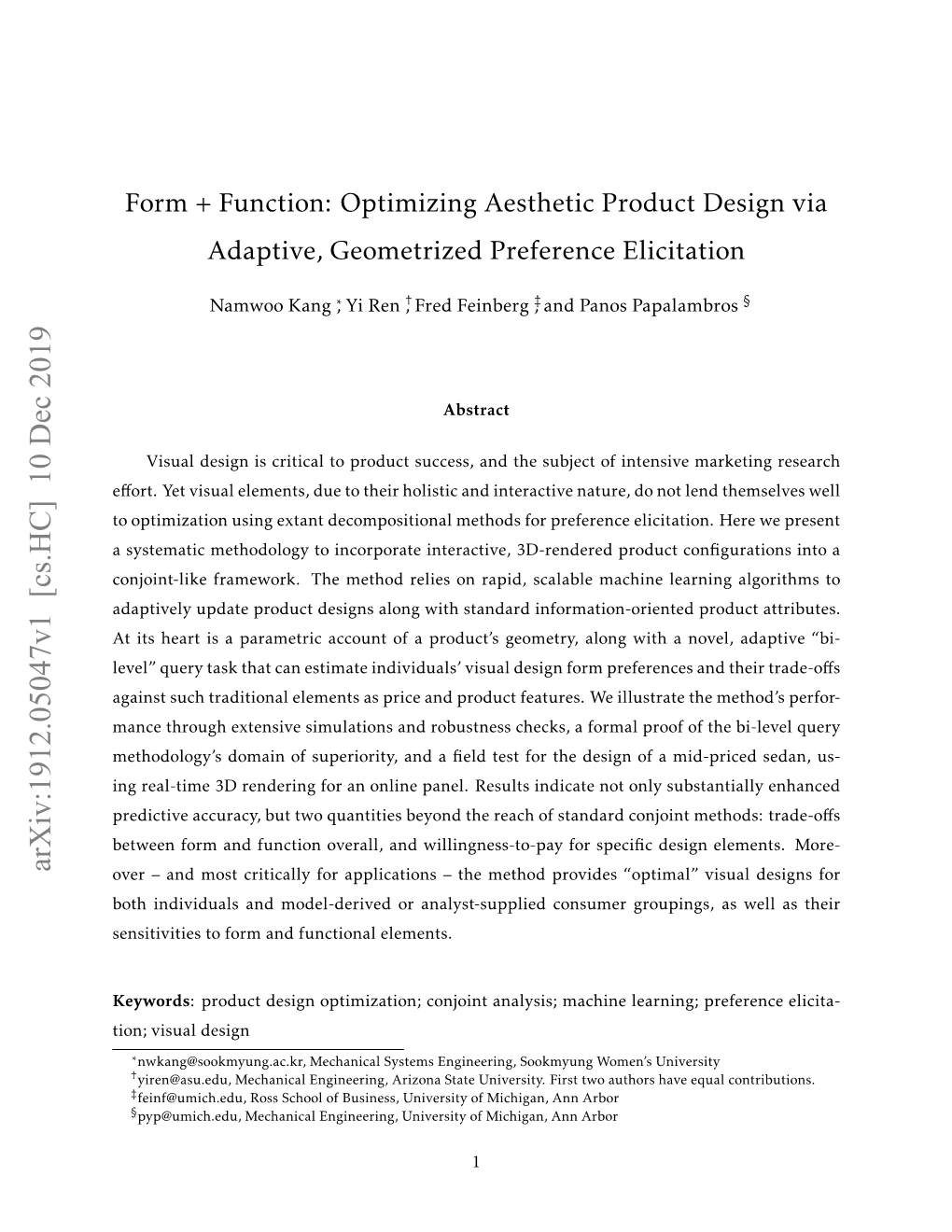 Form + Function: Optimizing Aesthetic Product Design Via Adaptive, Geometrized Preference Elicitation