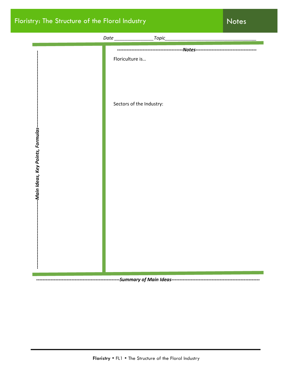 Floristry: the Structure of the Floral Industry Notes