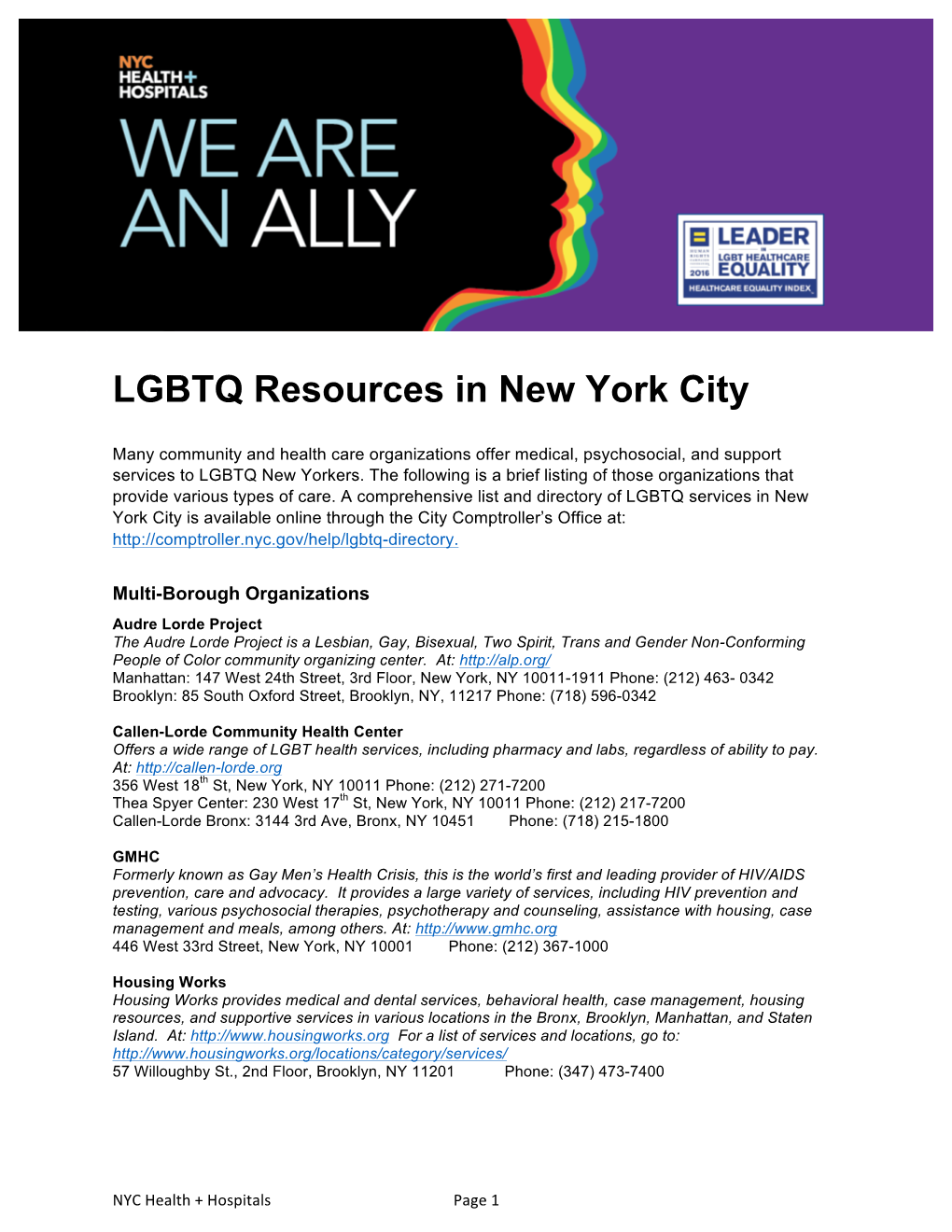 LGBTQ Resources in New York City