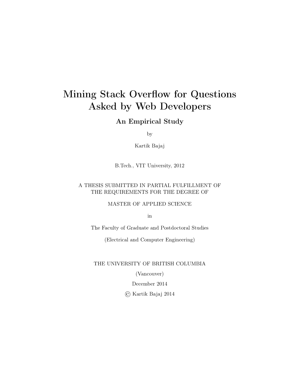 Mining Stack Overflow for Questions Asked by Web Developers