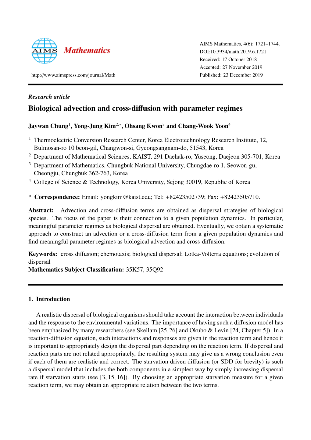 Biological Advection and Cross-Diffusion with Parameter