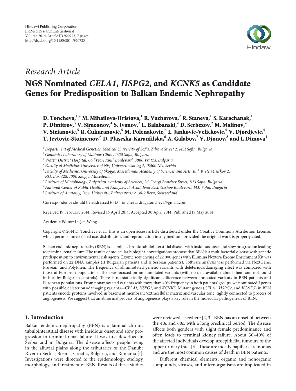 Research Article NGS Nominated CELA1, HSPG2, And