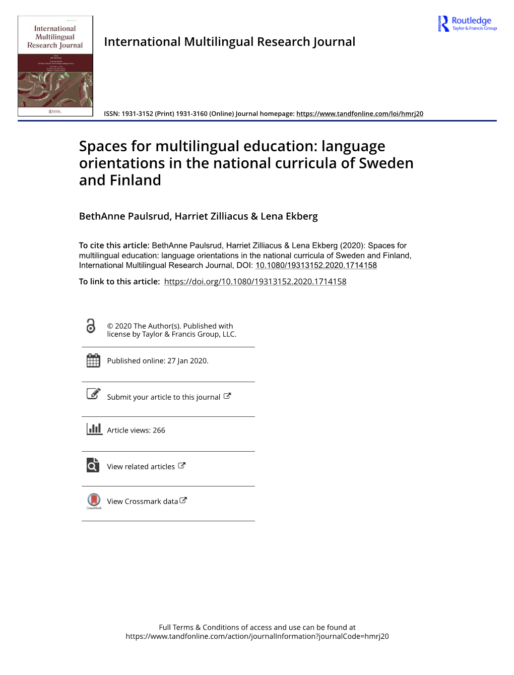 Language Orientations in the National Curricula of Sweden and Finland