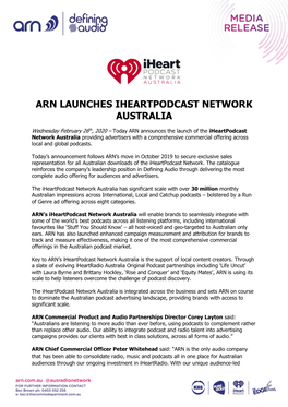 Arn Launches Iheartpodcast Network Australia