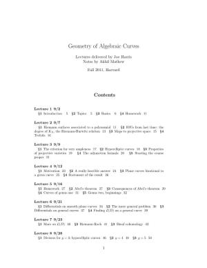 Geometry of Algebraic Curves