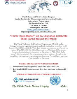 Impact of Global Go to Think Tank Index Launch %282%29