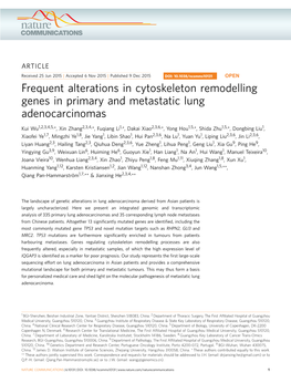 Frequent Alterations in Cytoskeleton Remodelling Genes in Primary and Metastatic Lung Adenocarcinomas