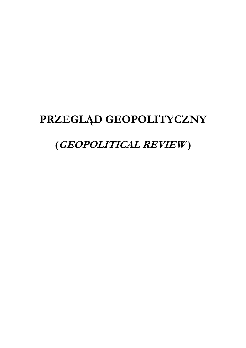 Przegląd Geopolityczny