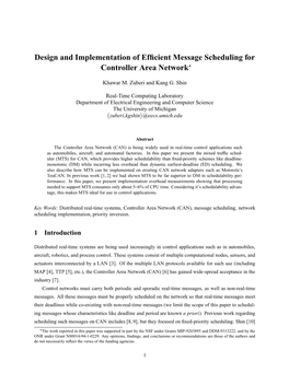 Design and Implementation of Efficient Message Scheduling for Controller
