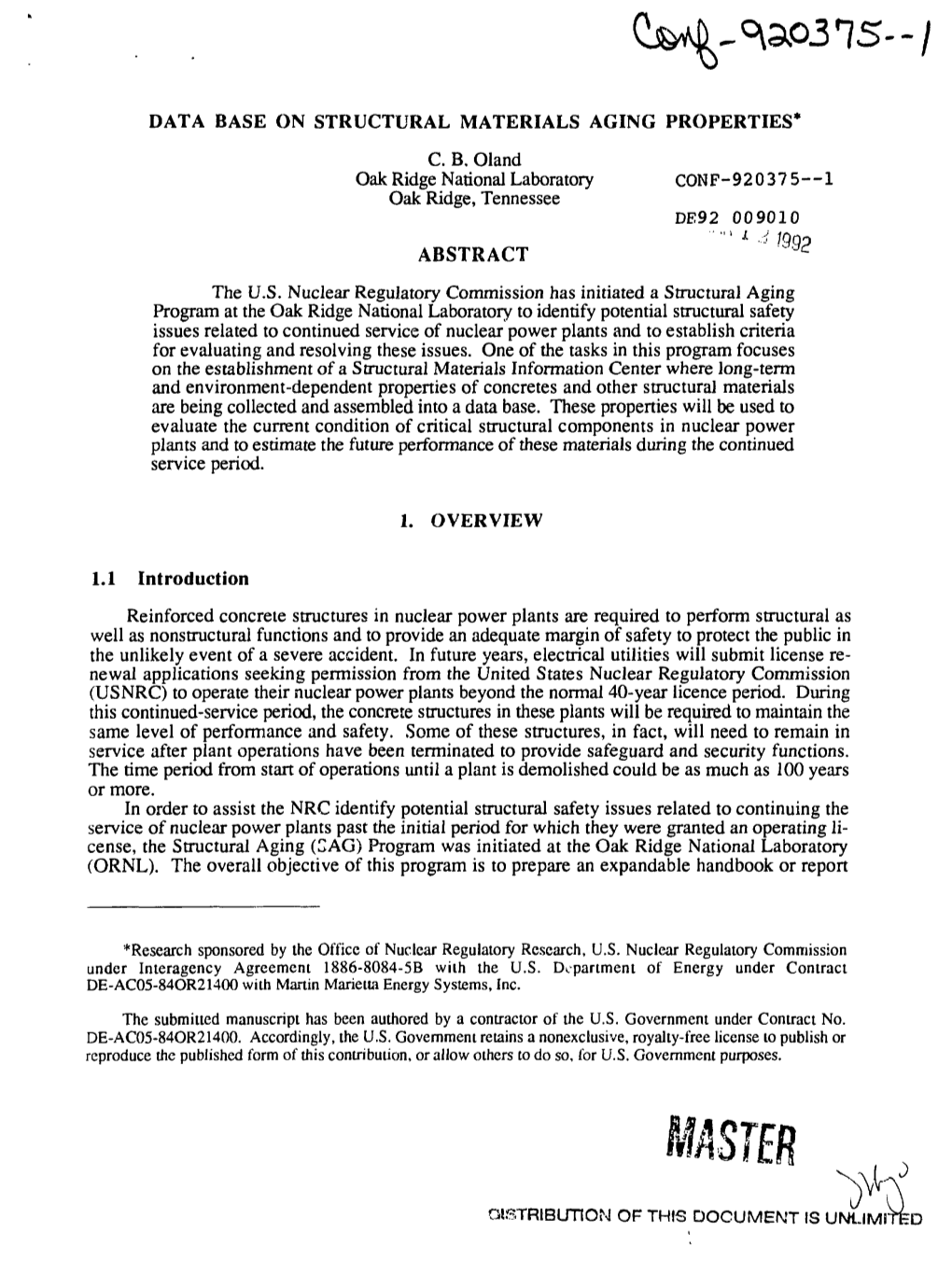 Data Base on Structural Materials Aging Properties* C