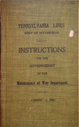 Instructions for the Government of the Maintenance of Way Department
