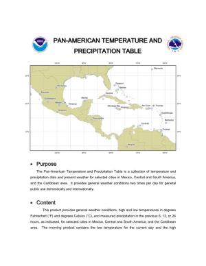 Pan-American Temperature and Precipitation Table