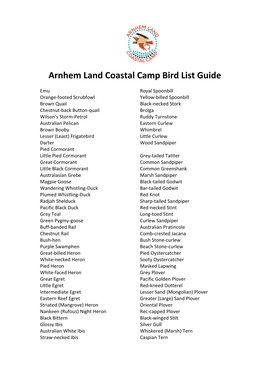 Bird List Guide