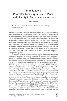 Introduction: Contested Landscapes—Space, Place, and Identity in Contemporary Ireland