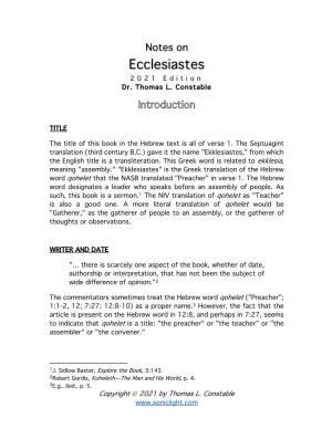 Ecclesiastes 202 1 Edition Dr