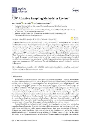 AUV Adaptive Sampling Methods: a Review