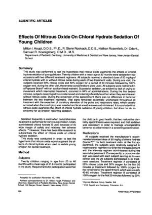 Effects of Nitrous Oxide on Chloralhydrate Sedation of Young