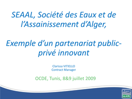 SEAAL, Société Des Eaux Et De L'assainissement D'alger, Exemple D'un Partenariat Public
