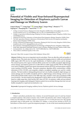 Potential of Visible and Near-Infrared Hyperspectral Imaging for Detection of Diaphania Pyloalis Larvae and Damage on Mulberry Leaves