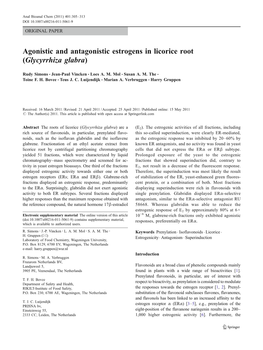 Agonistic and Antagonistic Estrogens in Licorice Root (Glycyrrhiza Glabra)