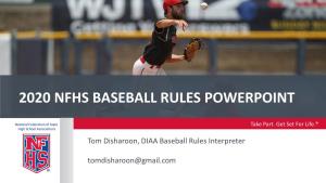 2020 Nfhs Baseball Rules Powerpoint
