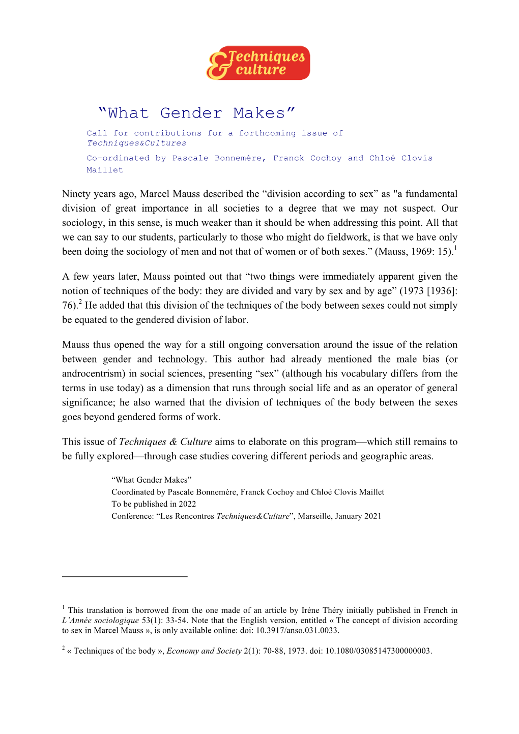 Appel a Proj What Gender Makes