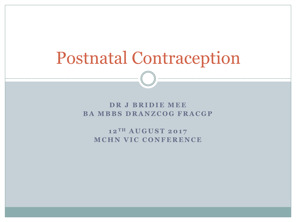 Postpartum Contraception