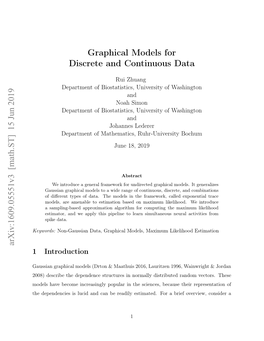 Graphical Models for Discrete and Continuous Data Arxiv:1609.05551V3